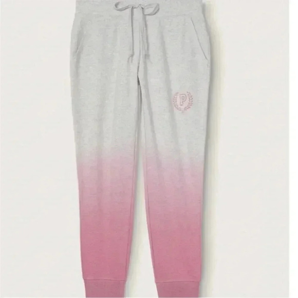 Victoria's Secret Pink Ombre Dip Dye Skinny Joggers Heather Stone Grey Pink XXL - Picture 4 of 7